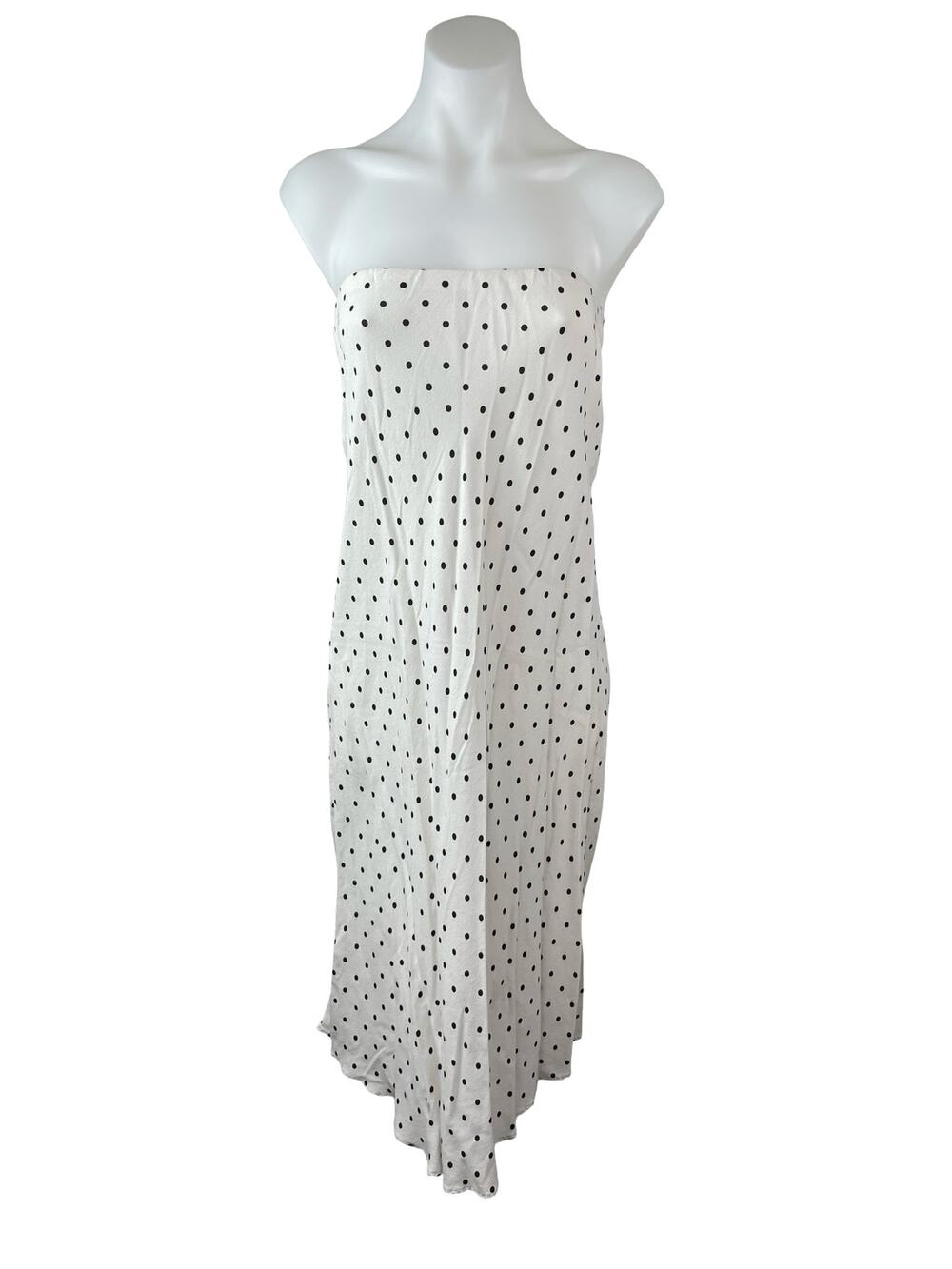 MNG Mango White Black Polka Dots Strapless Tube Bandeau Slip Midi Dress Size S